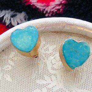 Turquoise gold plated heart earrings